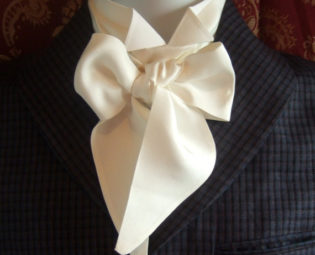 Victorian Bow Tie Cravat Ascot in Natural White 100% Dupion Silk by storiadiversa steampunk buy now online