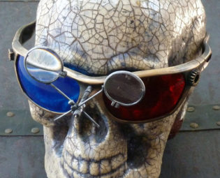 Steampunk 3D Goggles Glasses lenses loops cyber---RARE-----Time Travel Crazy Scientist's Oculo-Vision Tool---biker motorcycle by oldjunkyardboutique steampunk buy now online