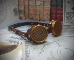 Steampunk Goggles Brass & Brown Leather - The Commodore , Dieselpunk, Adventurer, Time Traveller, Explorer, Airship, Kraken, Burning Man by Discombobulous steampunk buy now online