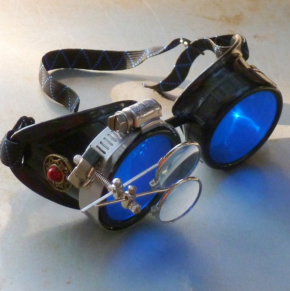 Steampunk Goggles Airship Captain Apocalyptic Mad Scientist Victorian Limited GGG-red by oldjunkyardboutique steampunk buy now online
