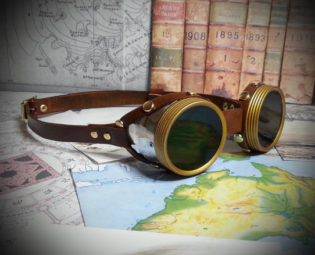 Steampunk Goggles Brass, Silver & Brown Leather - The Pilot , Dieselpunk, Adventurer, Time Traveller, Explorer, Airship, Kraken, Burning Man by Discombobulous steampunk buy now online