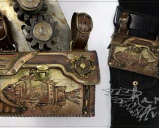 Steampunk leather phone belt purse case by FantasyLeatherCraft steampunk buy now online