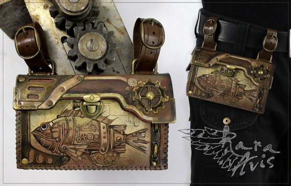 Steampunk leather phone belt purse case by FantasyLeatherCraft steampunk buy now online