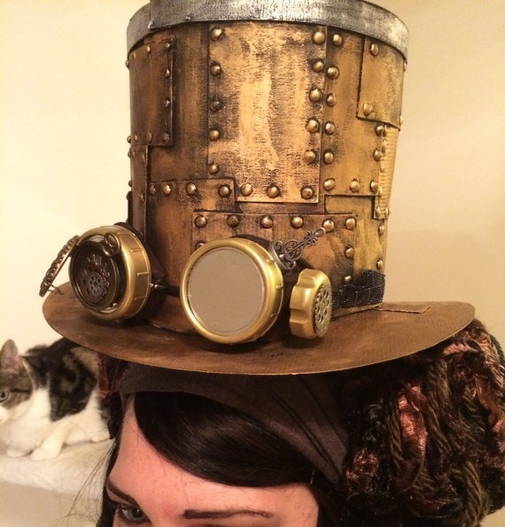 Steampunk Top Hat, faux-metal by SchmoodysOddities steampunk buy now online