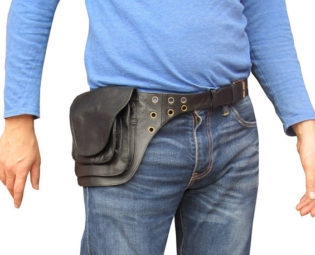 Leather Utility Belt, Leather Belt Bag, Hip Bag, Pouch Belt, Pocket Belt in Black- HB19E by leilamos steampunk buy now online