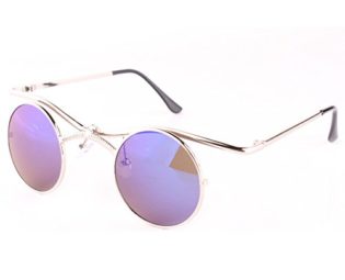 Wawoo®Unisex Gothic Steampunk Vampire Metal Frame Round Lens Sunglasses Beach Summer Glasses Eyewear Blue steampunk buy now online