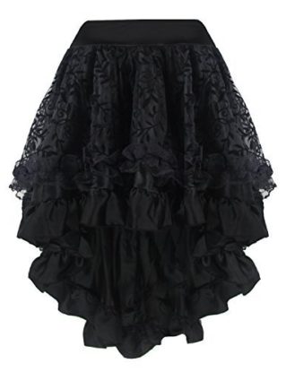 Burvogue Women's Steampunk Gothic Costume Vintage Multi Layered Chiffon Skirt (XXXXXX-Large, Black) steampunk buy now online