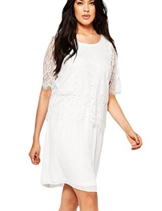 FemPool Women Charmming Boho Embroidered Floral Eyelash Lace Overlay Chiffon Half Sleeves Ruffle Slip Swing Prom Party Dress White L steampunk buy now online