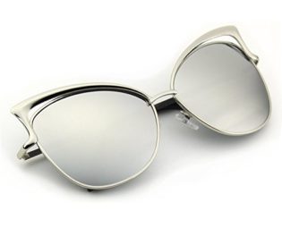 CGID Women's Modern Fashion Mirror Cat Eye Sunglasses Goggles UV400,Silver Silver steampunk buy now online