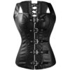 Kiwi-Rata Women's Faux Leather Buckle Up Front Black Steampunk Overbust Corset Gothic Bustier Plus Size S-6X steampunk buy now online