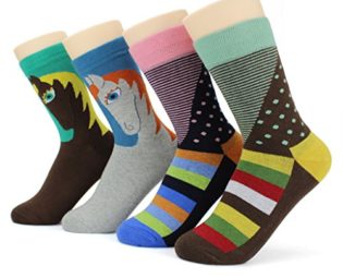 Waymoda Unisex Adults Printed Cotton Crew Socks, 4 Pairs, Funky Sublimation Color Pattern, Mens/Womens/Boys/Girls UK 1-5/EUR 33-38 steampunk buy now online