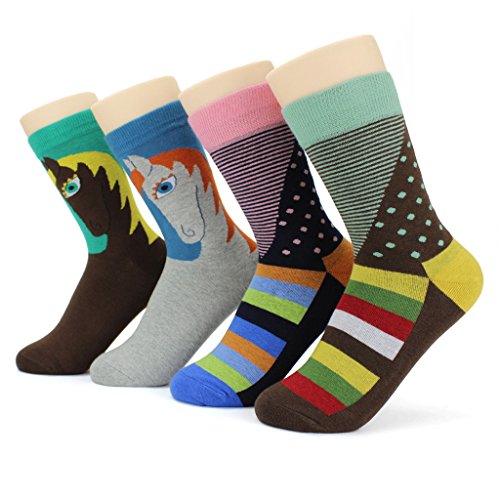 Waymoda Unisex Adults Printed Cotton Crew Socks, 4 Pairs, Funky Sublimation Color Pattern, Mens/Womens/Boys/Girls UK 1-5/EUR 33-38 steampunk buy now online