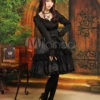 Gothic Black Layered Long Sleeves Elastic Silk Like Satin Jacquard Sweet Lolita Outfits steampunk buy now online