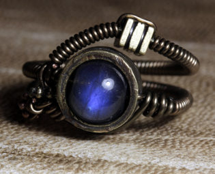 steampunk jewelry made by CatherinetteRings Blue Labradorite ring steampunk buy now online