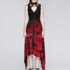 Red Print Gothic Asymmetric Maxi Dress steampunk buy now online