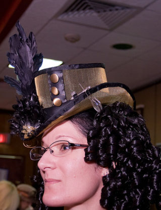 Brass and leather Topper fascinator from Steampunk Worlds Fair steampunk buy now online