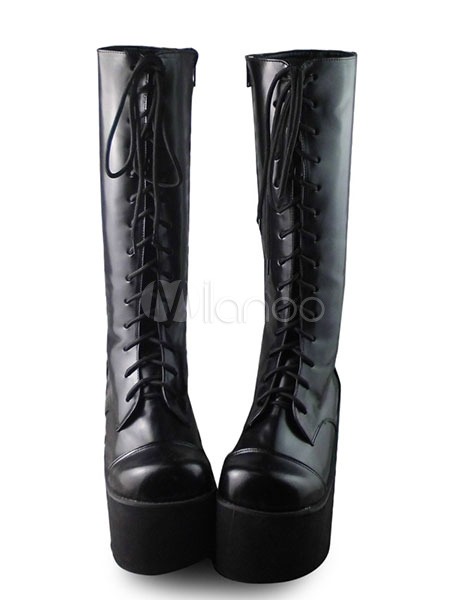 Matte Gothic Black Lolita Boots High Platform steampunk buy now online