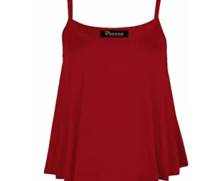 Ladies Cami Sleeveless Swing Vest Plain Womens Strappy Flared Plus Size Top 8-26[Wine ,20-22] steampunk buy now online