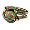 steampunk Jewelry wire ring with RARE Vintage Green bead with RED filigree 1960s steampunk buy now online