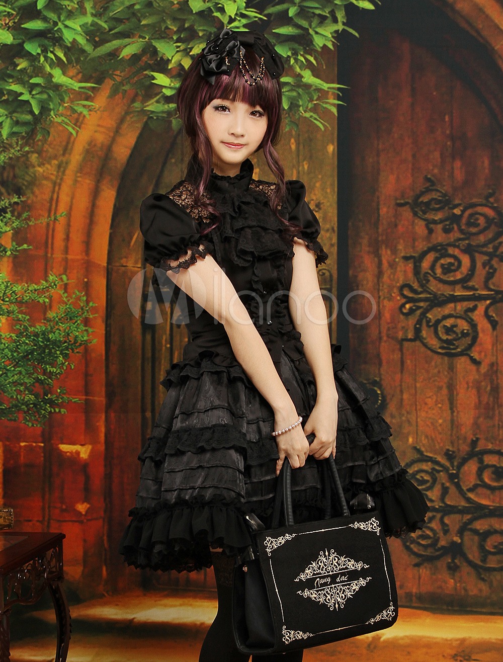 Gothic Layered Short Sleeves Black Lolita Outfits steampunk buy now online