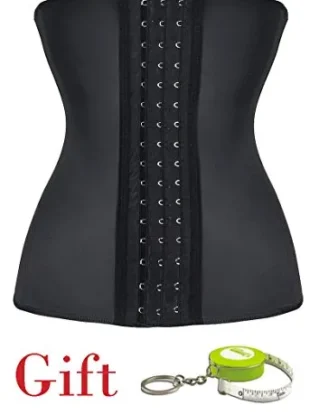 Angool Women's Latex Waist Trainer Training Corset Gift Retractable Tape Measure steampunk buy now online