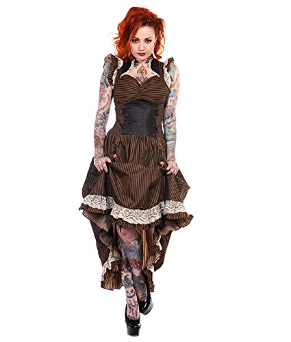 Banned Legend Brown Black Striped Victorian Dress - UK 18-20 (3XL) steampunk buy now online