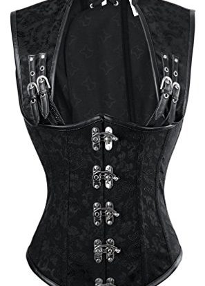 TDOLAH Women's Steampunk Clothing Plus Size Steel Boned Gothic Bustier Retro Floral Brocade Corset Tops (Waist: 30-32" (2XL), Black) steampunk buy now online