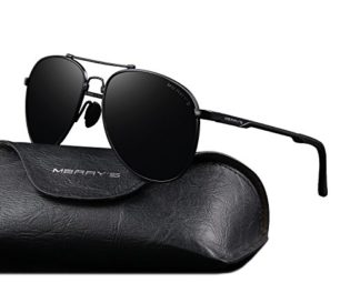 MERRY'S Male Classic Brand Aviation Sunglasses HD Polarized Aluminum Driving TR90 Titanium Bridge Sun glasses S8716 (Black) steampunk buy now online