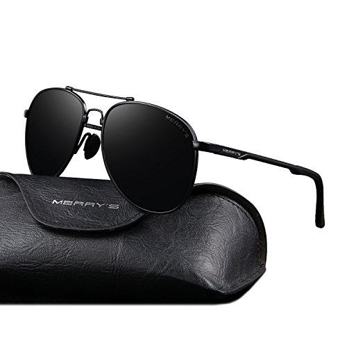 MERRY'S Male Classic Brand Aviation Sunglasses HD Polarized Aluminum Driving TR90 Titanium Bridge Sun glasses S8716 (Black) steampunk buy now online