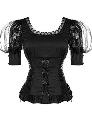 Punk Rave Pyon Womens Top Blouse Black Gothic Steampunk VTG Lace Romantic steampunk buy now online