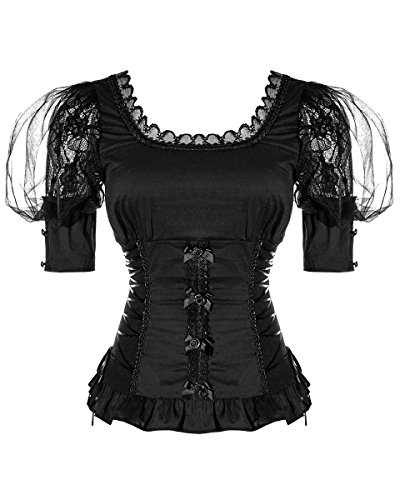 Punk Rave Pyon Womens Top Blouse Black Gothic Steampunk VTG Lace Romantic steampunk buy now online