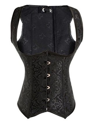 Kiwi-Rata Black Floral Waistcoat Bustier Vintage Steel Boned Underbust Lace up Corset Top Plus Size steampunk buy now online