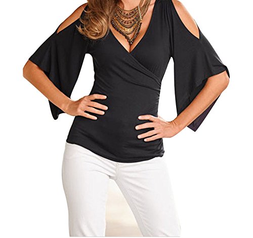 F&Q Real V Neck Slit Sleeve Wrap Top(Black,M) steampunk buy now online