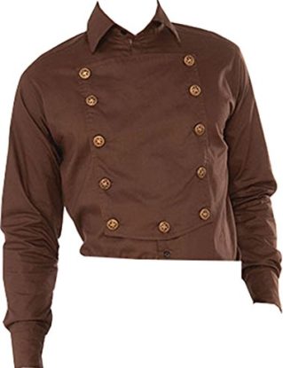 Adult Men's Halloween Cosplay Steampunk Shirt Brown steampunk buy now online