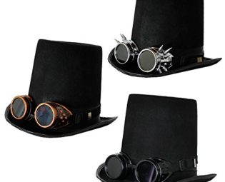 STEAMPUNK VICTORIAN STOVEPIPE HATS WITH BRONZE GOGGLES steampunk buy now online