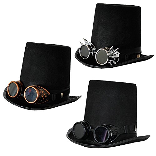 STEAMPUNK VICTORIAN STOVEPIPE HATS WITH BRONZE GOGGLES steampunk buy now online