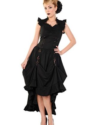 Banned Black Gothic Steampunk Dress Corset Back (M - UK 10) steampunk buy now online