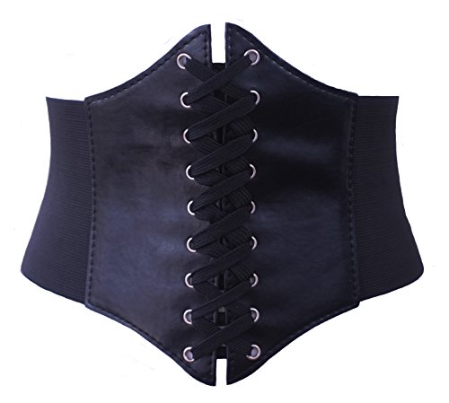 ELASTIC CINCHED WIDE CORSET BELT RED, BLACK &amp; WHITE steampunk buy now online