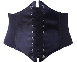 ELASTIC CINCHED WIDE CORSET BELT RED, BLACK & WHITE steampunk buy now online