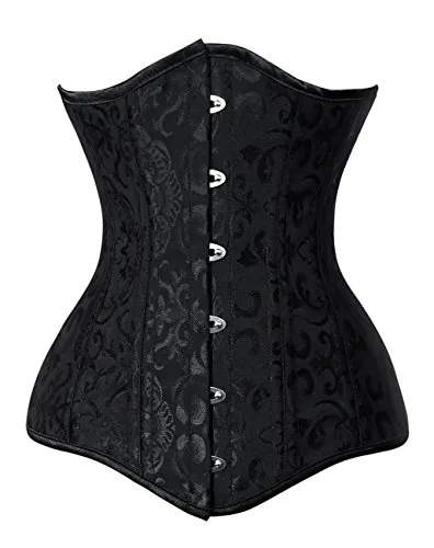 Charmian Women's Long Line 26 Steel Bones Steampunk Gothic Jacquard Waist Cincher Underbust Corset Plus Size 26-heavy-steel-black XXXXXX-Large steampunk buy now online