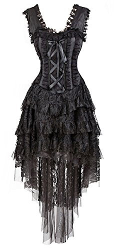 Kimring Women's Vintage Burlesque Saloon Girl Corset Dress Halloween Cancan Dancer Showgirl Moulin Rouge Costume Black X-Large steampunk buy now online