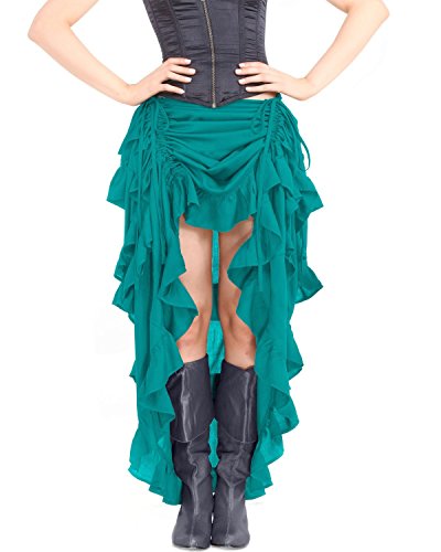 ThePirateDressing Steampunk Victorian Gothic Punk Vampire Show Girl Skirt C1367 [Teal] [Small] steampunk buy now online
