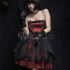 Gothic Strapless Layered Lace Up Tulle Red Satin Lolita Dress steampunk buy now online