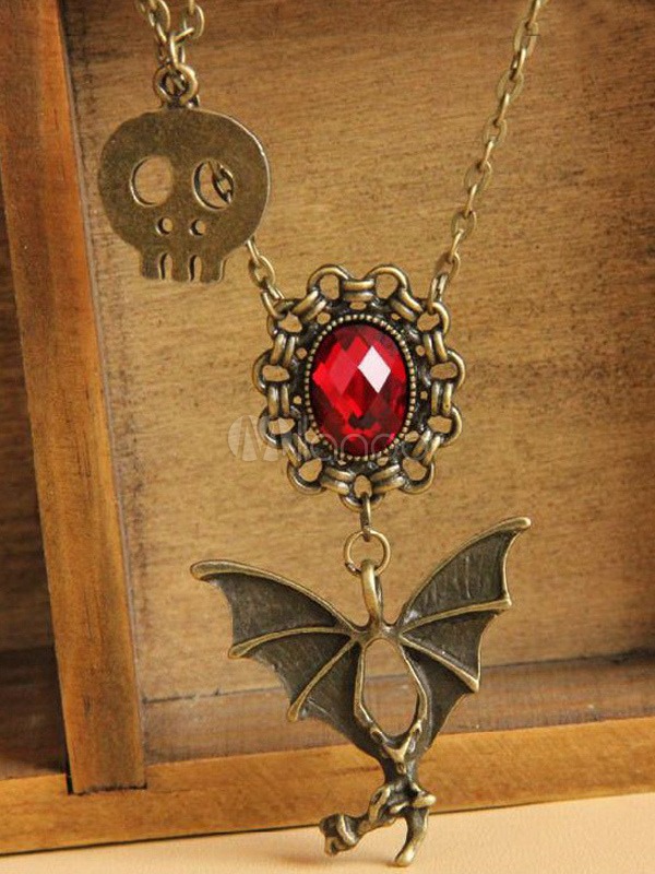 Red Metal Skull Gothic Lolita Necklace steampunk buy now online