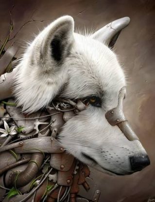 canvas wild 1 the wolf in size: 30 x 40 cm by BenF steampunk buy now online