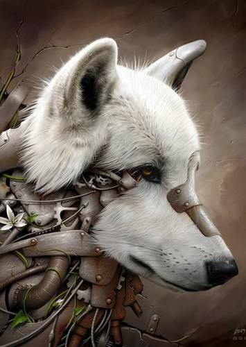 canvas wild 1 the wolf in size: 30 x 40 cm by BenF steampunk buy now online