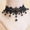 Gothic Black Woven Lolita Choker Pearls Pendant steampunk buy now online