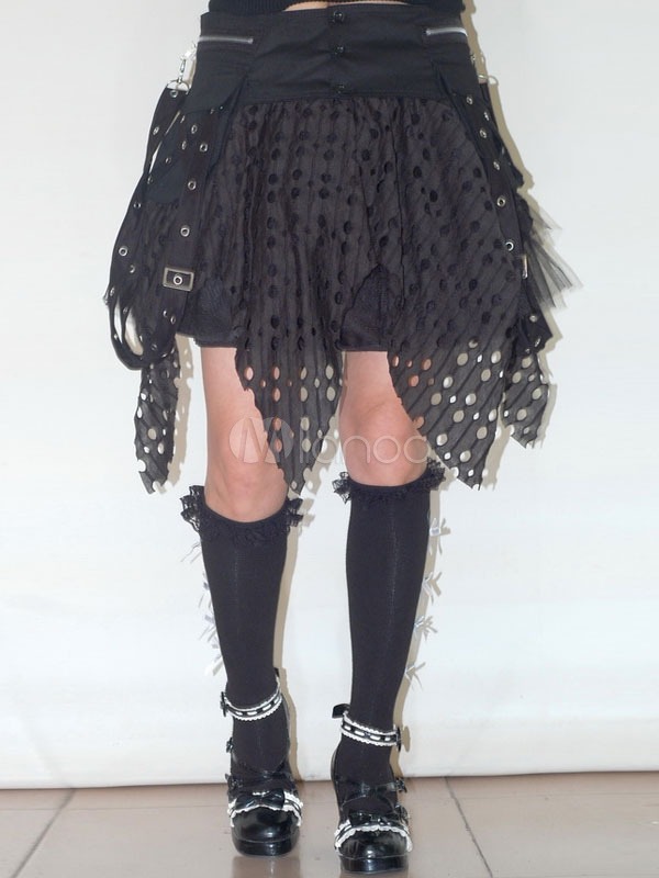 Gothic Black Lolita Short Skirt with Hollow Design steampunk buy now online
