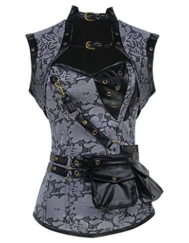 Burvogue Women's Gothic Retro 12 Steel Bone Steampunk Corset Top M steampunk buy now online