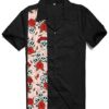 Generic Men's 50s Male Clothing Rockabilly Style Casual Cotton Blouse Mens Fifties Bowling Pink Rose Shirts (L) steampunk buy now online
